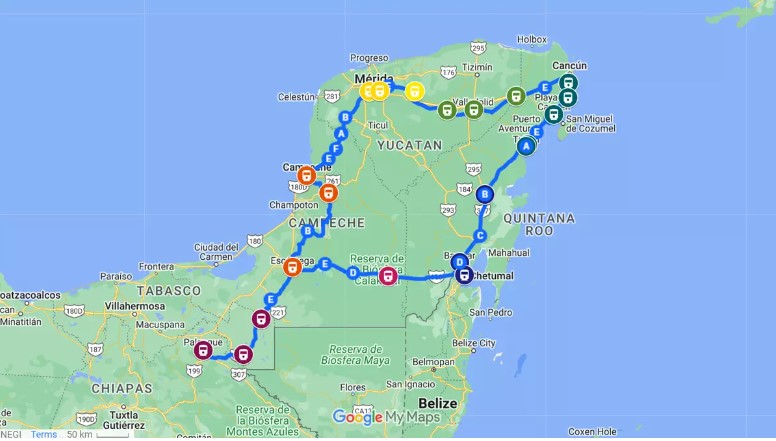 mapa de tren maya